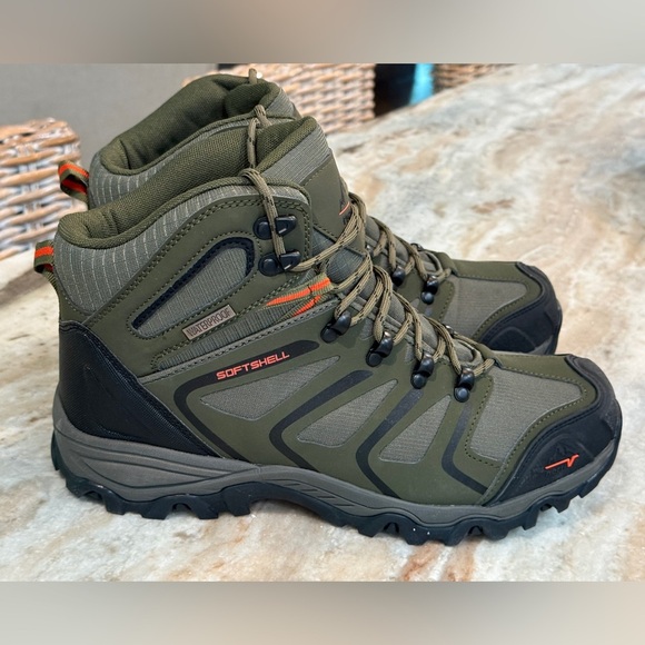 Men’s NORTIV8 Outdoor Non-Slip Hiking Boots- Army green/black/orange. Size 9.5 - Picture 5 of 9